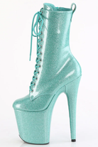 Pleaser USA Flamingo-1040GP 8inch Pleaser Boots - Aqua Glitter-Pleaser USA-Pole Junkie