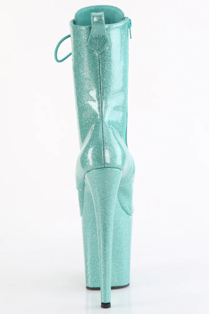 Pleaser USA Flamingo-1040GP 8inch Pleaser Boots - Aqua Glitter-Pleaser USA-Pole Junkie