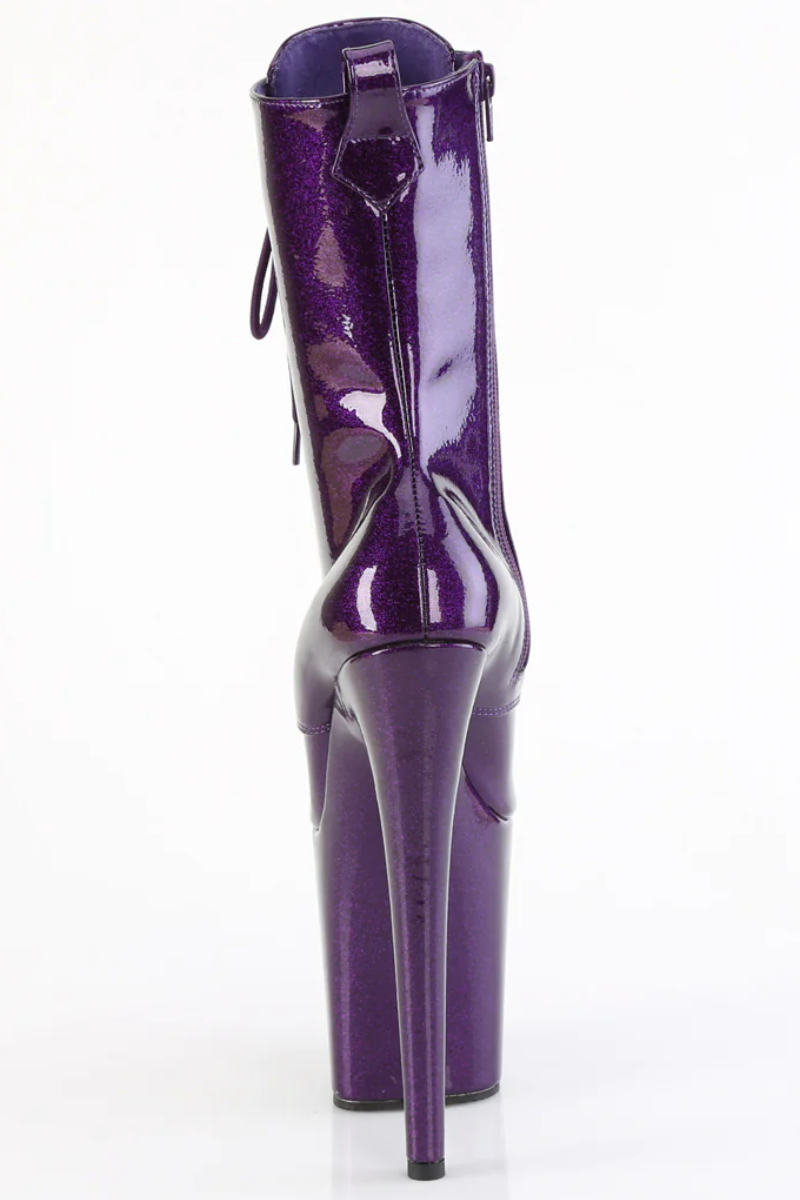 Pleaser USA Flamingo-1040GP 8inch Pleaser Boots - Purple Glitter-Pleaser USA-Pole Junkie