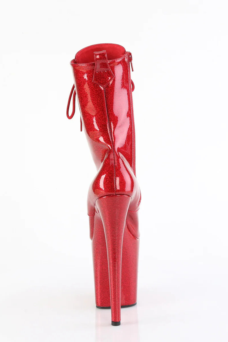 Pleaser USA Flamingo-1040GP 8inch Pleaser Boots - Ruby Glitter-Pleaser USA-Pole Junkie