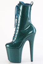Pleaser USA Flamingo-1040GP 8inch Pleaser Boots - Teal Glitter-Pleaser USA-Pole Junkie