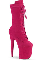 Pleaser USA Flamingo-1050FS Faux Suede 8inch Pleaser Boots - Hot Pink-Pleaser USA-Pole Junkie