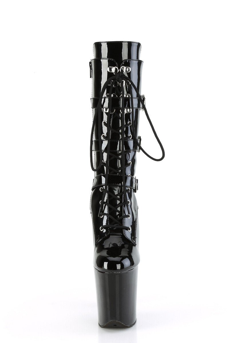 Pleaser USA Flamingo-1053 8inch Pleaser Boots - Patent Black-Pleaser USA-Pole Junkie