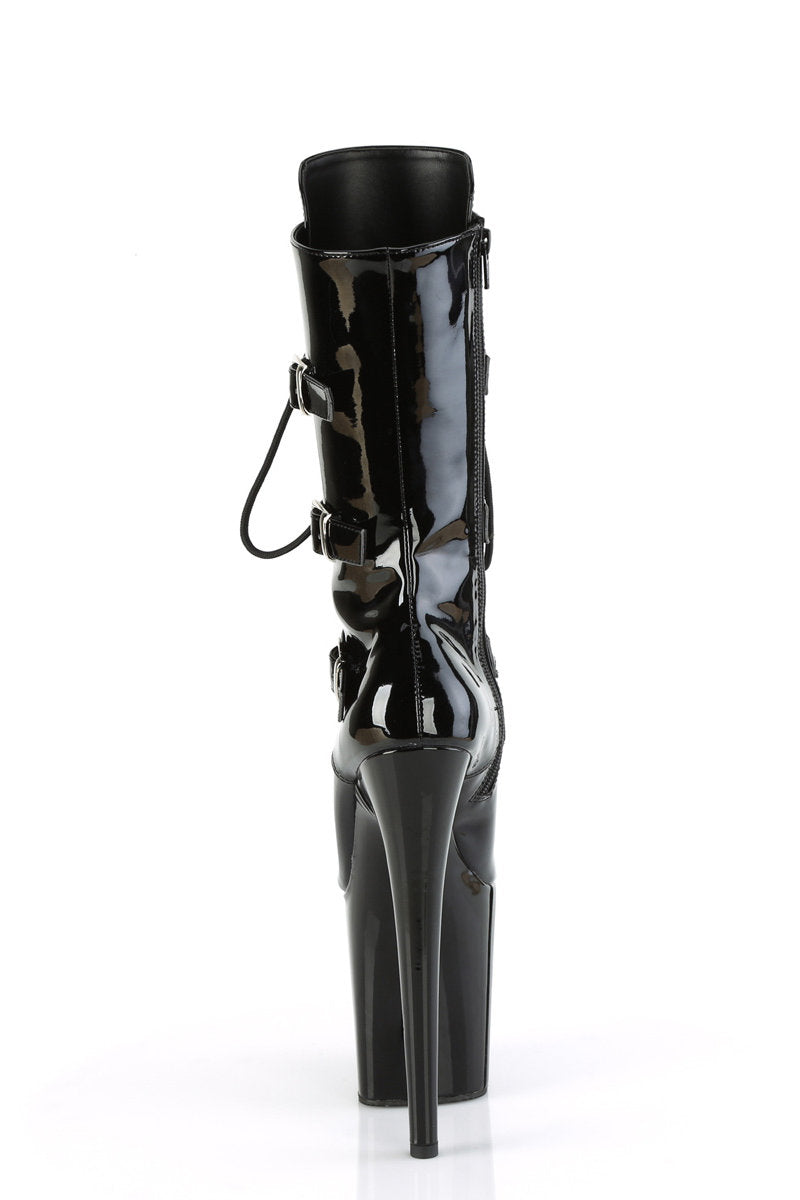 Pleaser USA Flamingo-1053 8inch Pleaser Boots - Patent Black-Pleaser USA-Pole Junkie