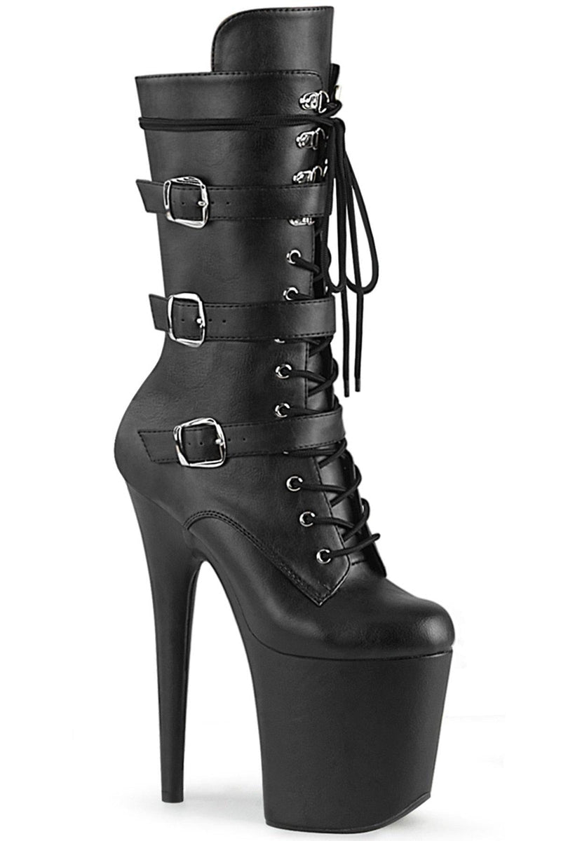 Pleaser USA Flamingo-1053 8inch Pleaser Boots - Matte Black-Pleaser USA-Pole Junkie