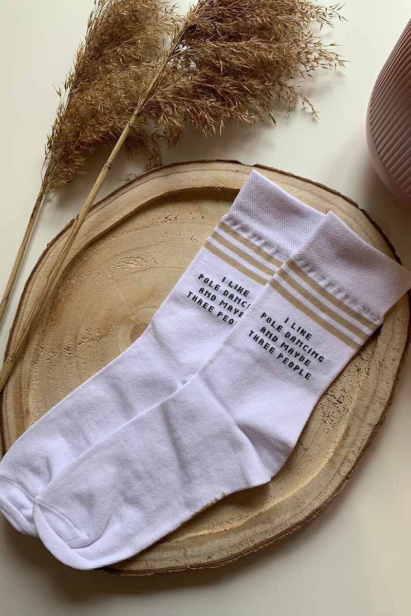 REV ACTIV I Like Pole Dancing Socks - White-REV ACTIV-Pole Junkie