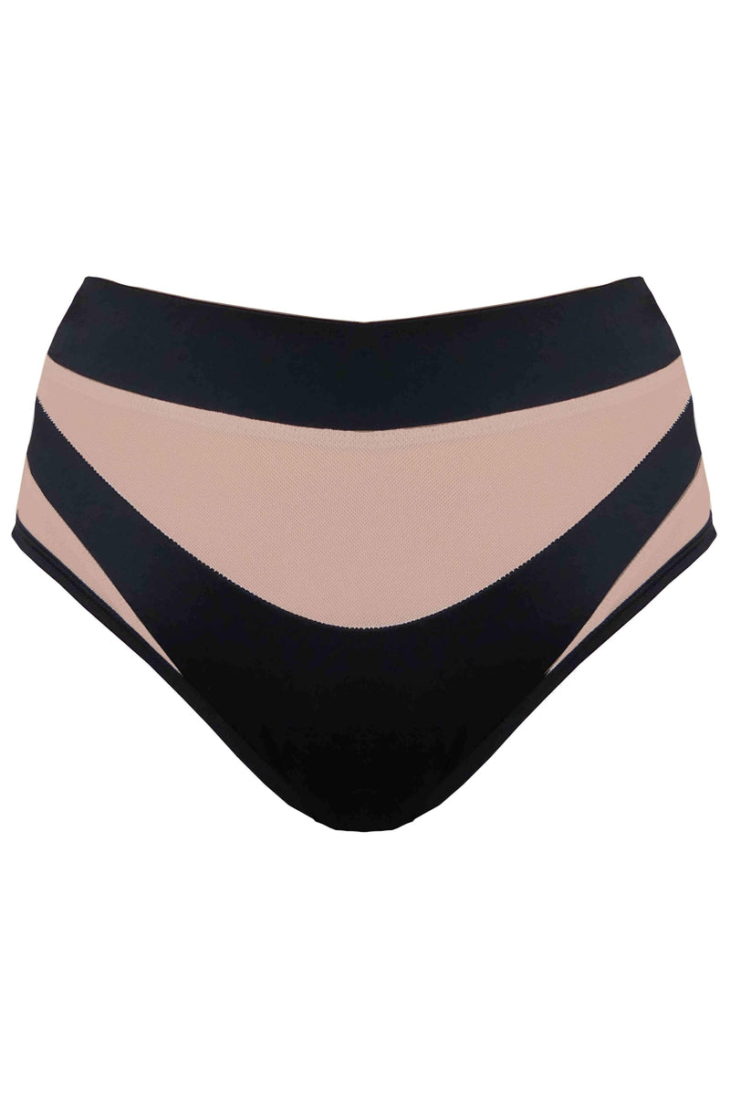 CXIX I S I S High Waisted Bottoms - Black with Sand Mesh-Creatures of XIX-Pole Junkie