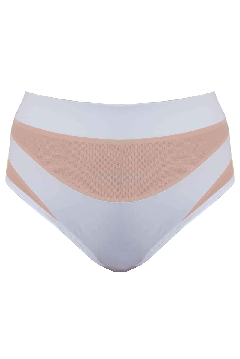 CXIX I S I S High Waisted Bottoms - White with Sand Mesh-Creatures of XIX-Pole Junkie