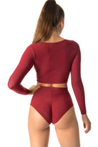 Dragonfly Lola High-Waisted Shorts - Burgundy-Dragonfly-Pole Junkie