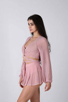 REV ACTIV Mesh Wrap Blouse - Pink-REV ACTIV-Pole Junkie
