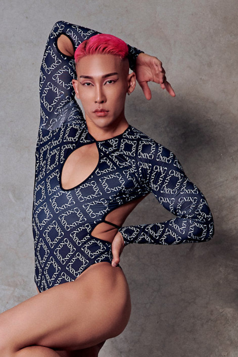 CXIX 119 Plunge Bodysuit - Black Print-Creatures of XIX-Pole Junkie
