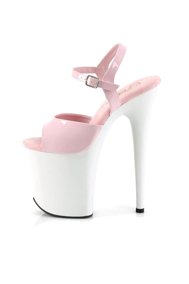 Pleaser USA Flamingo-809 8inch Pleasers - Patent Baby Pink/White-Pleaser USA-Pole Junkie
