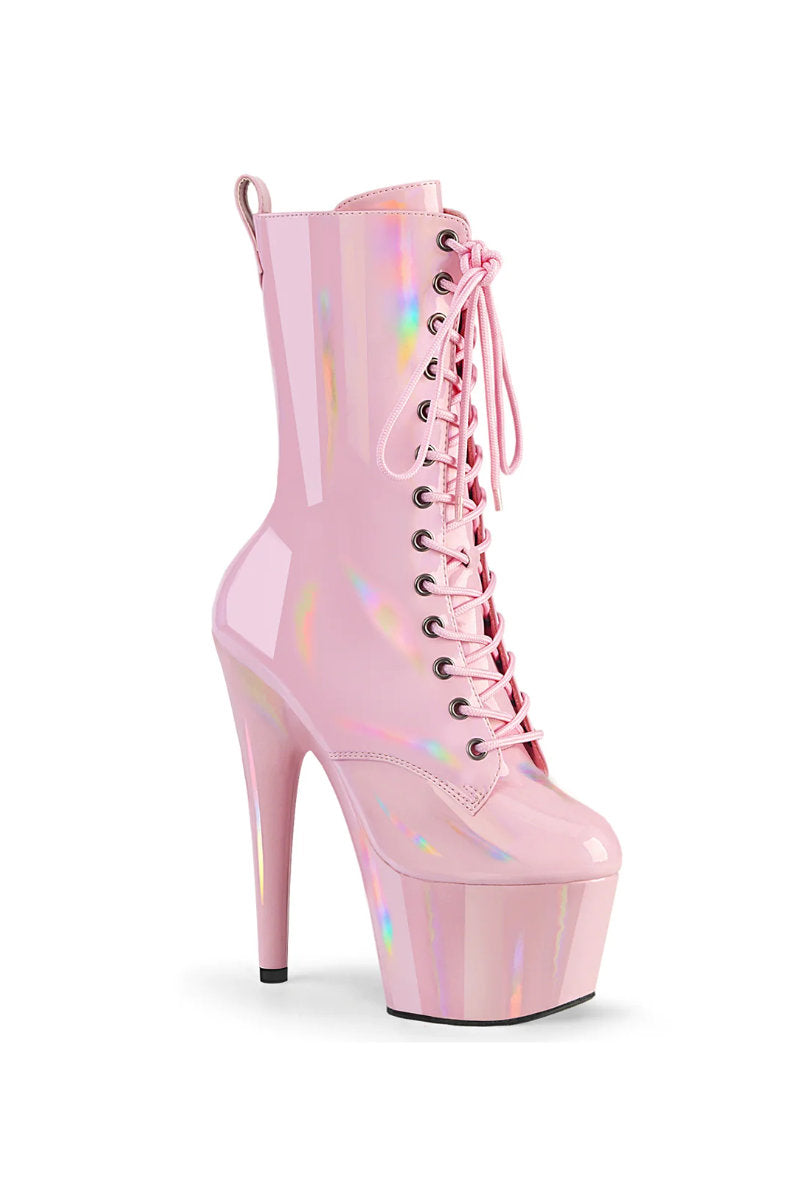Pleaser USA Adore-1040WR 7inch Pleaser Boots - Holographic Baby Pink-Pleaser USA-Pole Junkie