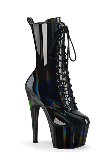Pleaser USA Adore-1040WR 7inch Pleaser Boots - Holographic Black-Pleaser USA-Pole Junkie