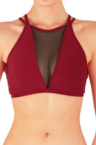 Dragonfly Victoria Sports Bra - Burgundy Mesh-Dragonfly-Pole Junkie