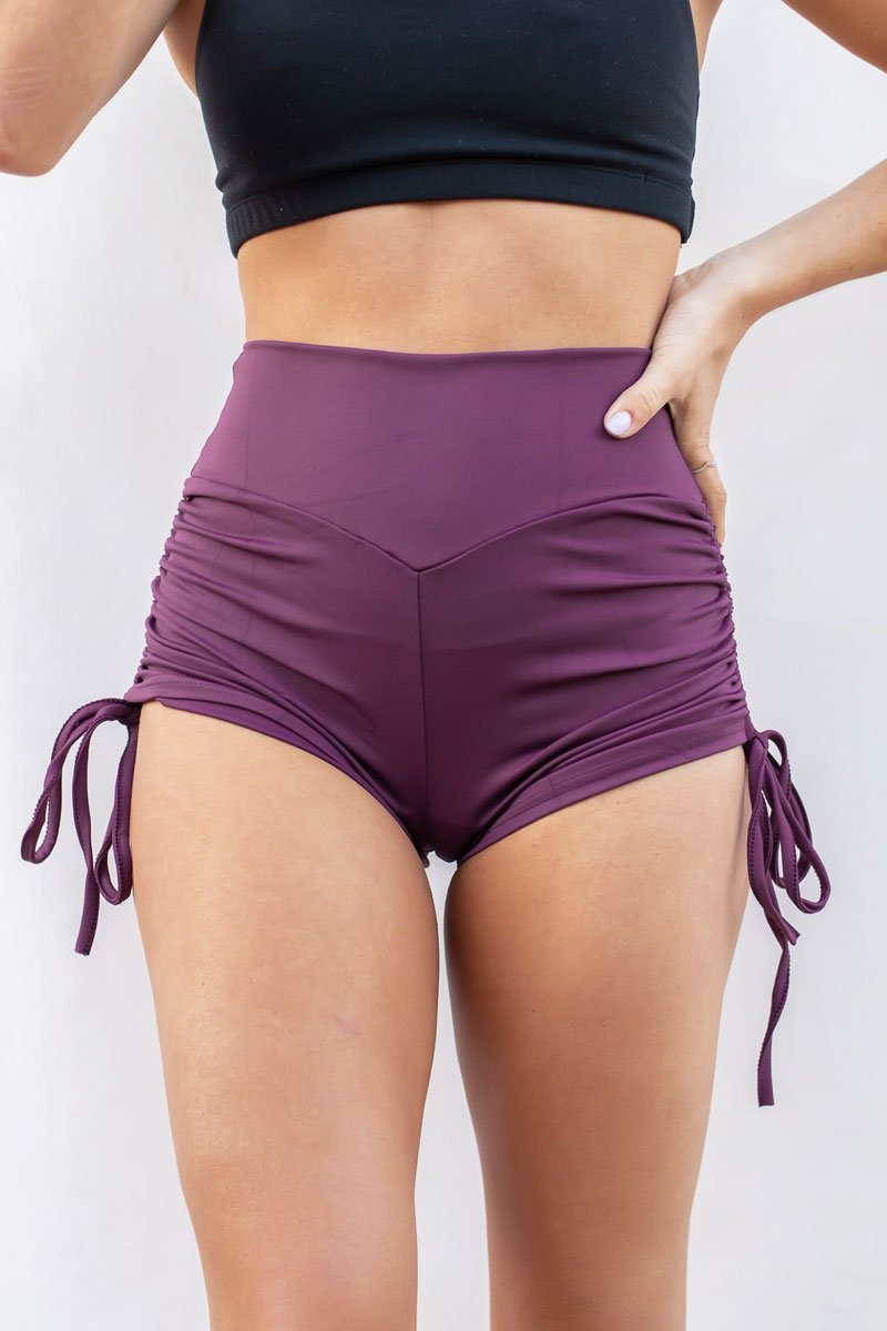 Lunalae High Waist Drawstring Bottoms - Recycled Mulberry-Lunalae-Pole Junkie