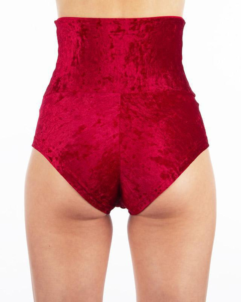 Dragonfly Betty High-Waisted Shorts - Velvet Red-Dragonfly-Pole Junkie